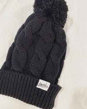 Twist Pom Pom Knit Beanie